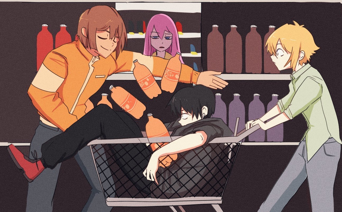 Basil (Omori) Aubrey (Omori) Sunny (Omori) Kel (Omori) video game OMORI Image