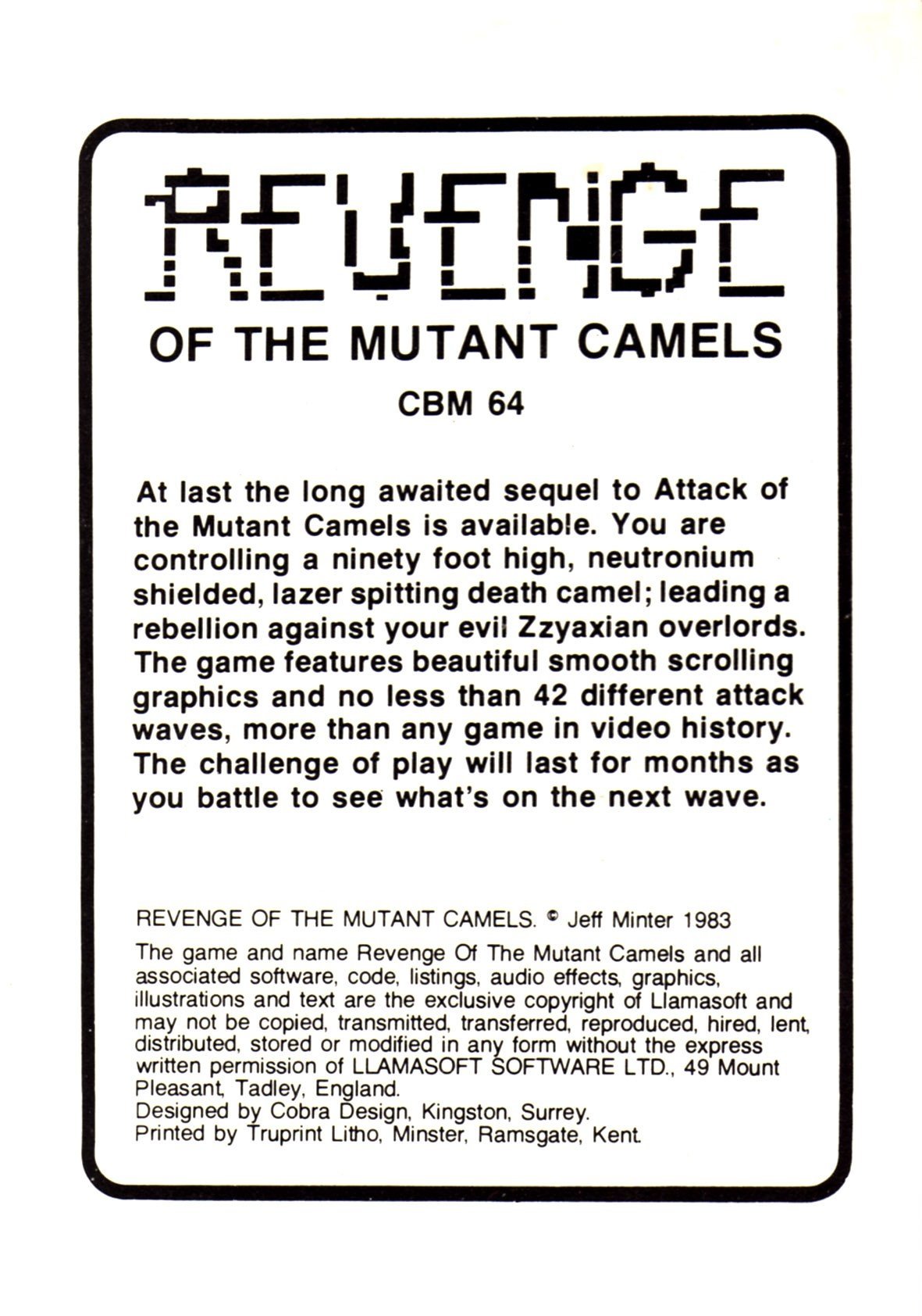 video game Revenge of the Mutant Camels Image