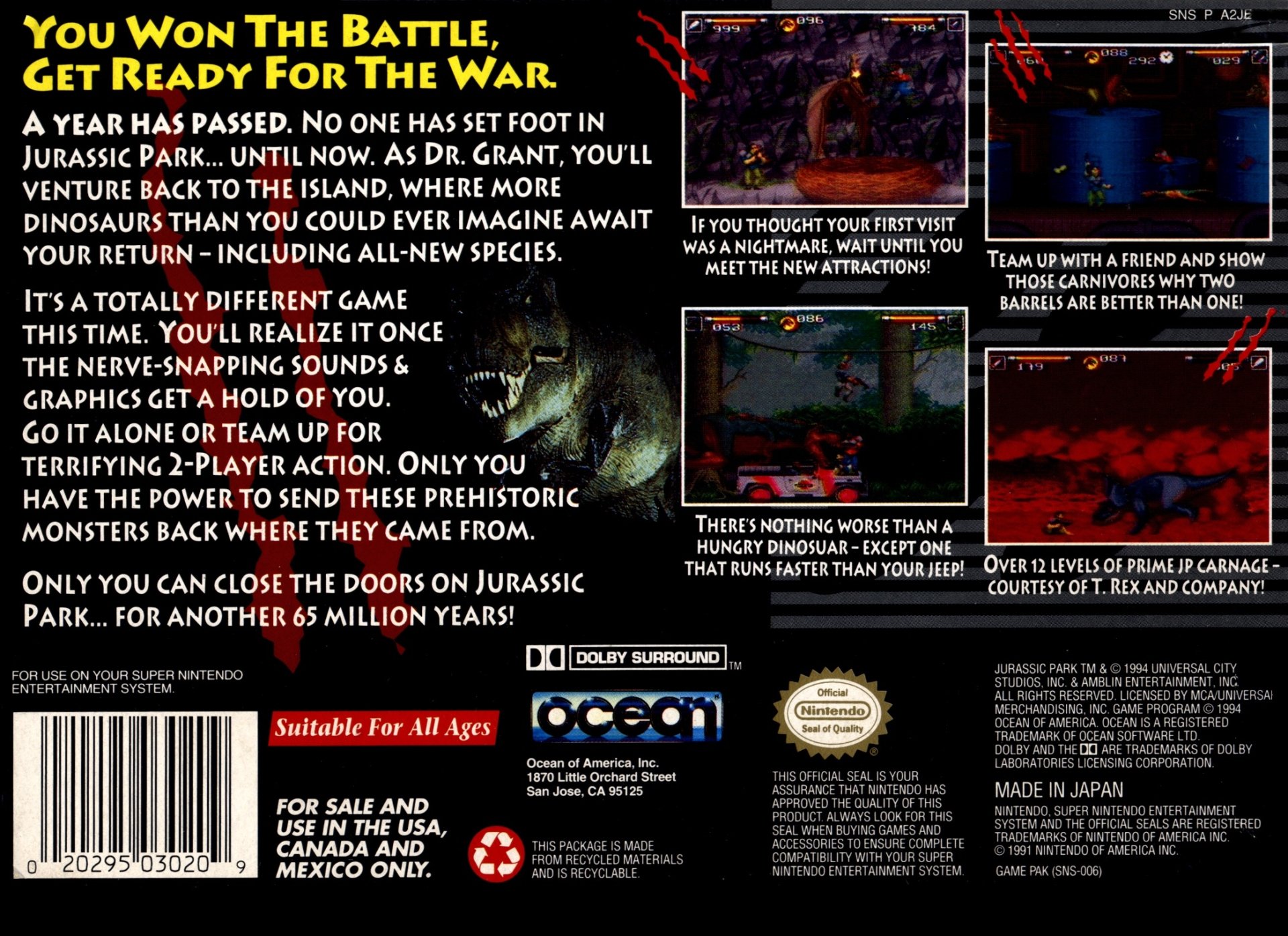 video game Jurassic Park Part 2: The Chaos Continues Image