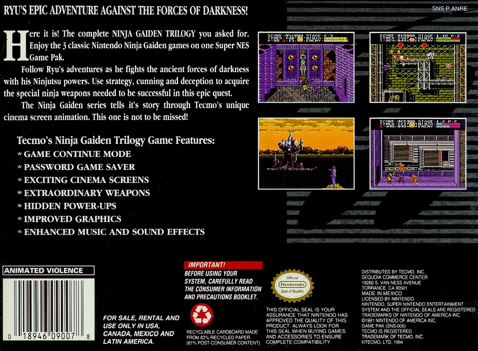 video game Ninja Gaiden Trilogy Image