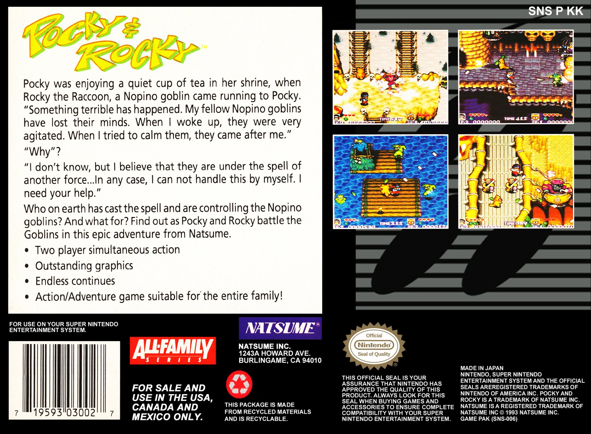 video game Pocky & Rocky Image