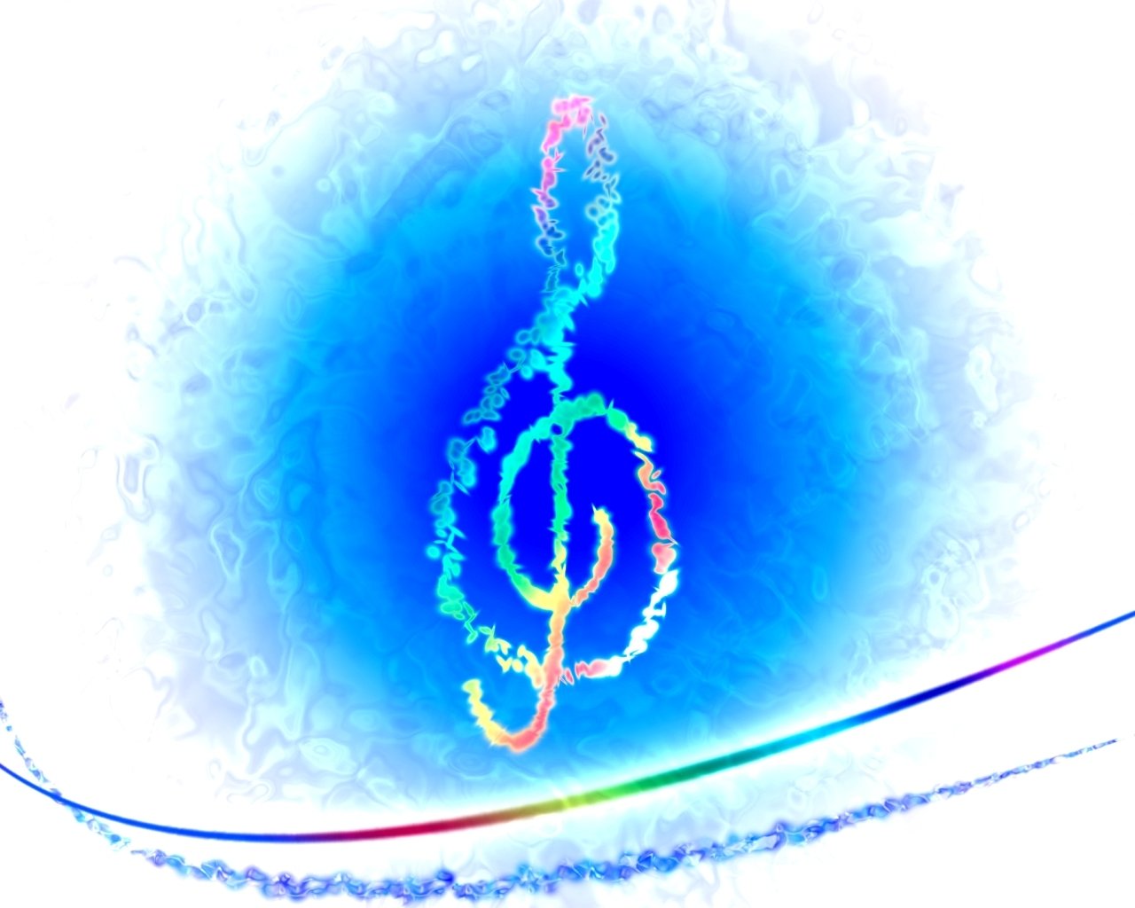 A vibrant design featuring musical notes against a soft blue background, radiating color and energy, celebrating the essence of music.