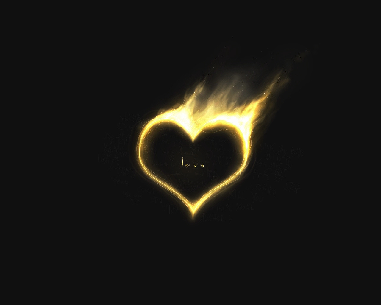 Желтое сердце на черном фоне