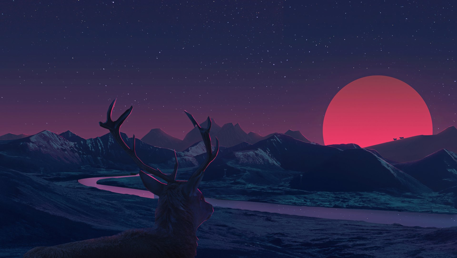  Deer Seeing Sunset