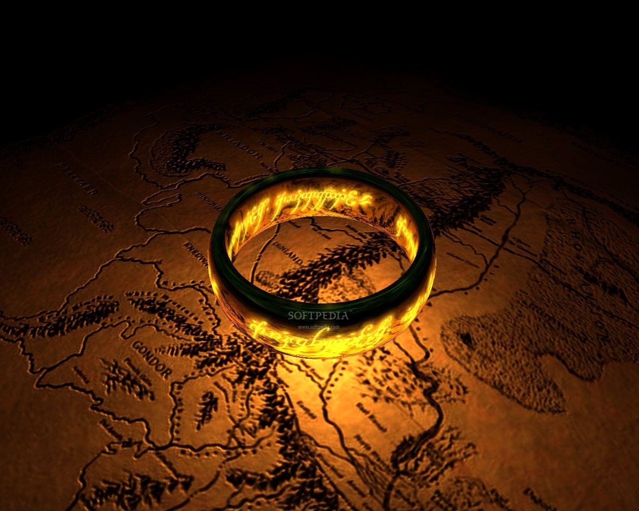 A glowing ring rests on an ancient map, reminiscent of The Lord of the Rings, symbolizing power and adventure in a mystical world.