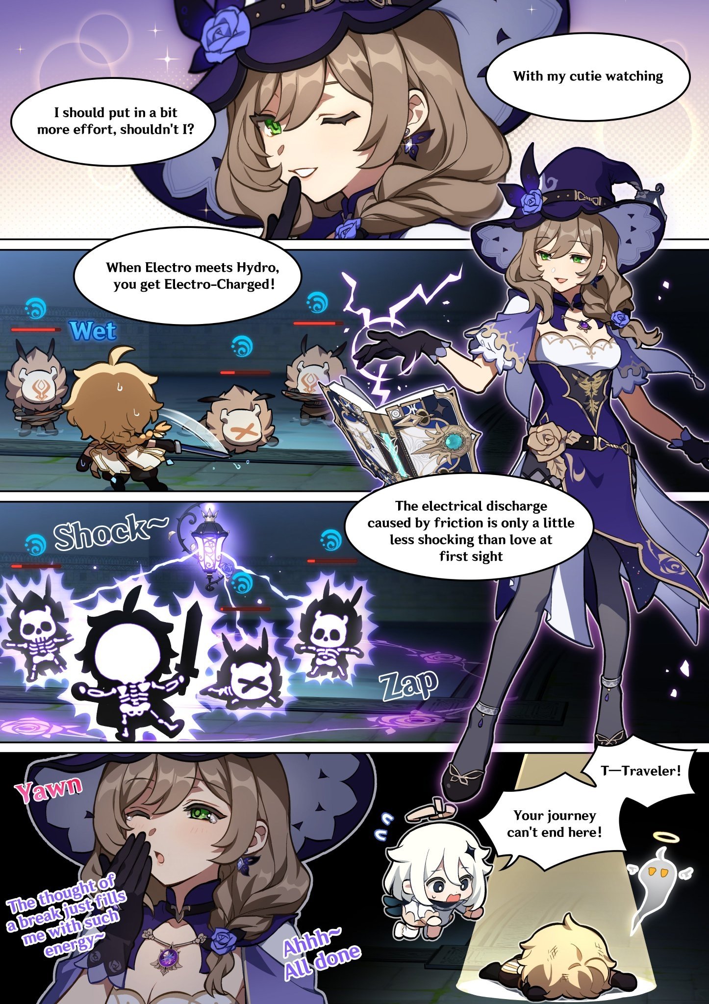 Paimon (Genshin Impact) Aether (Genshin Impact) Lisa (Genshin Impact) video game Genshin Impact Image