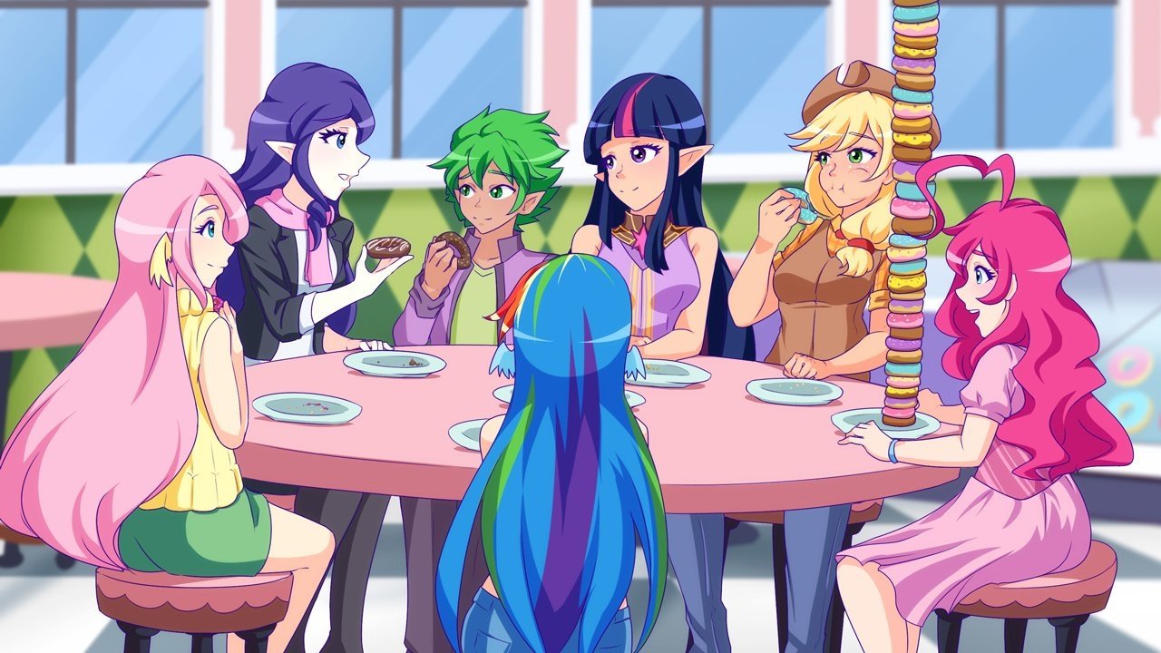 humanized Applejack (My Little Pony) Rainbow Dash Spike (My Little Pony) Pinkie Pie Rarity (My Little Pony) Fluttershy (My Little Pony) Twilight Sparkle TV Show My Little Pony: Friendship Is Magic Image