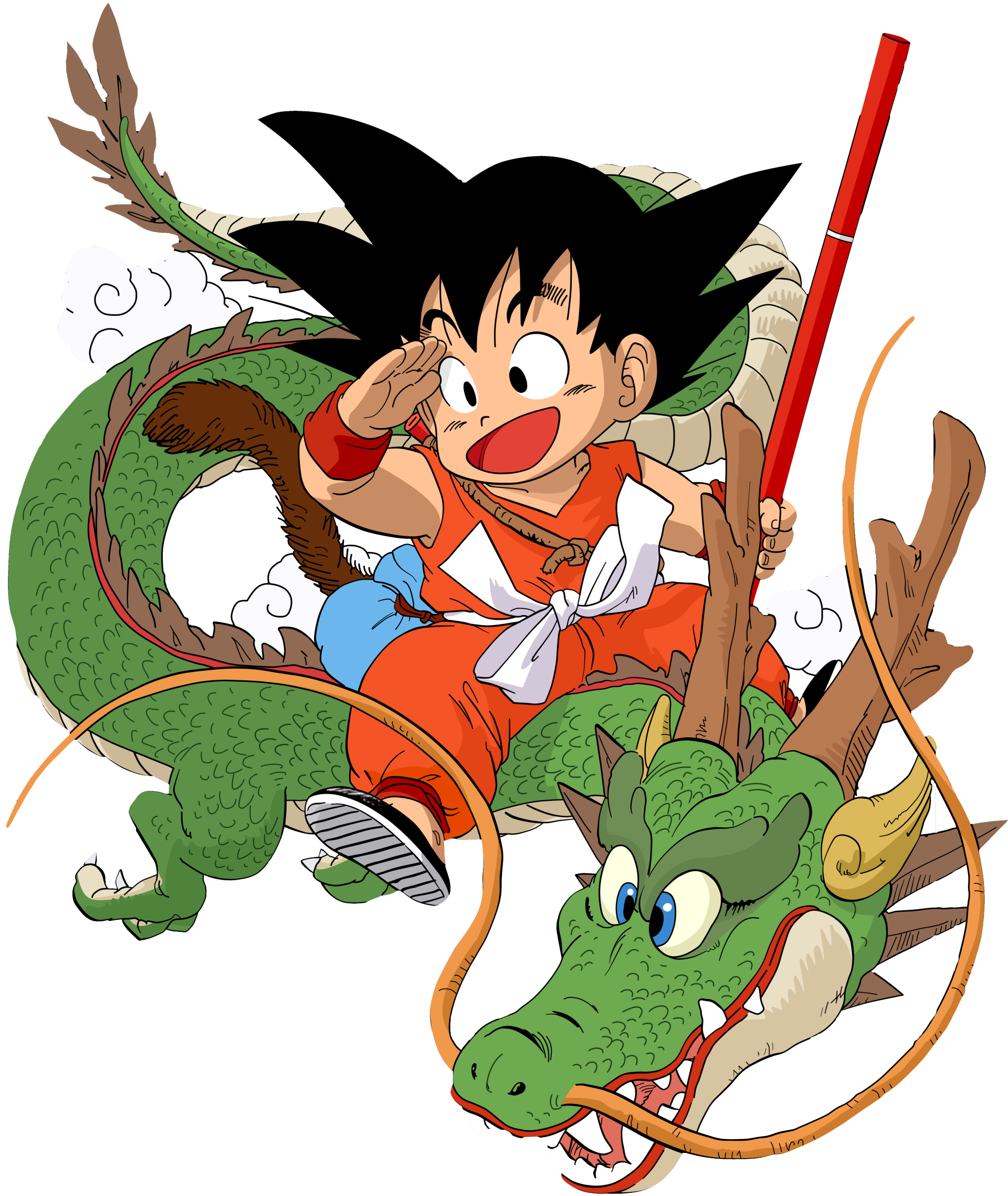  Young Goku on Shenron