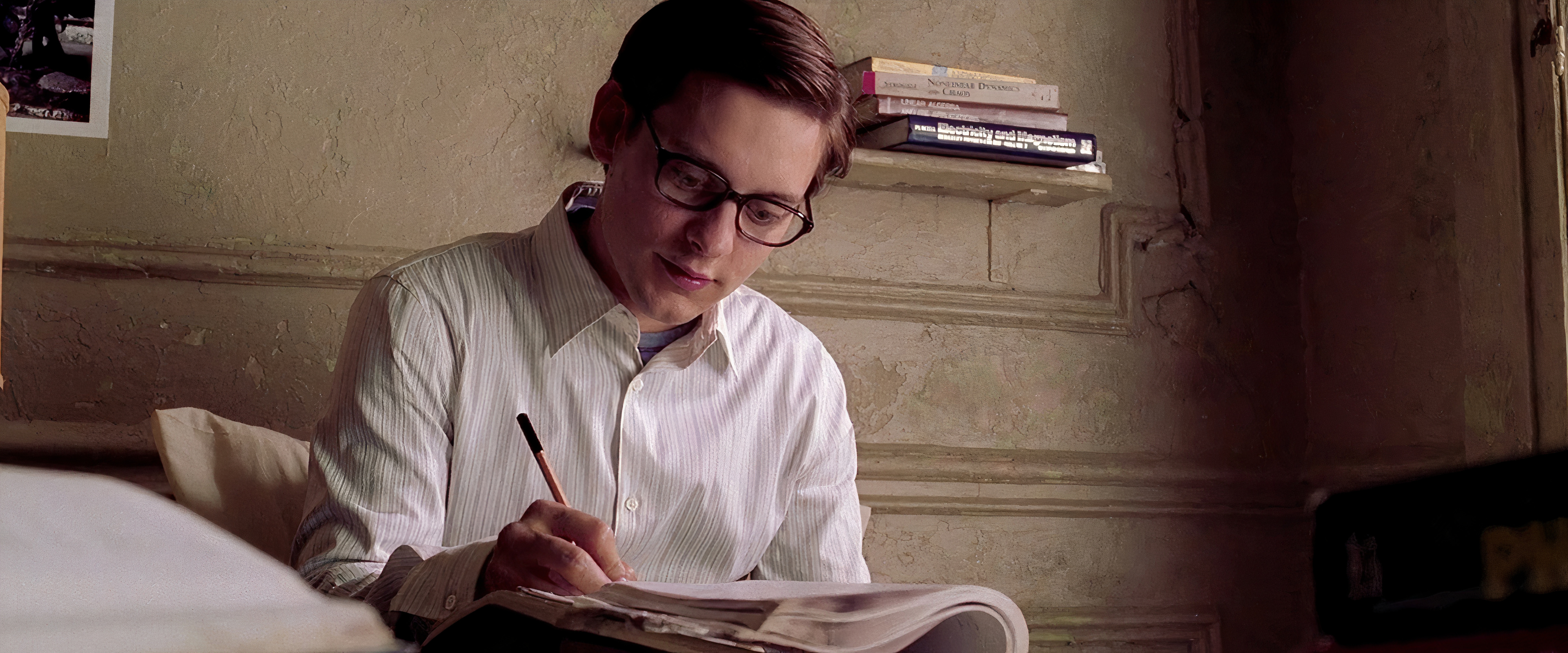 Peter Parker doing homework
