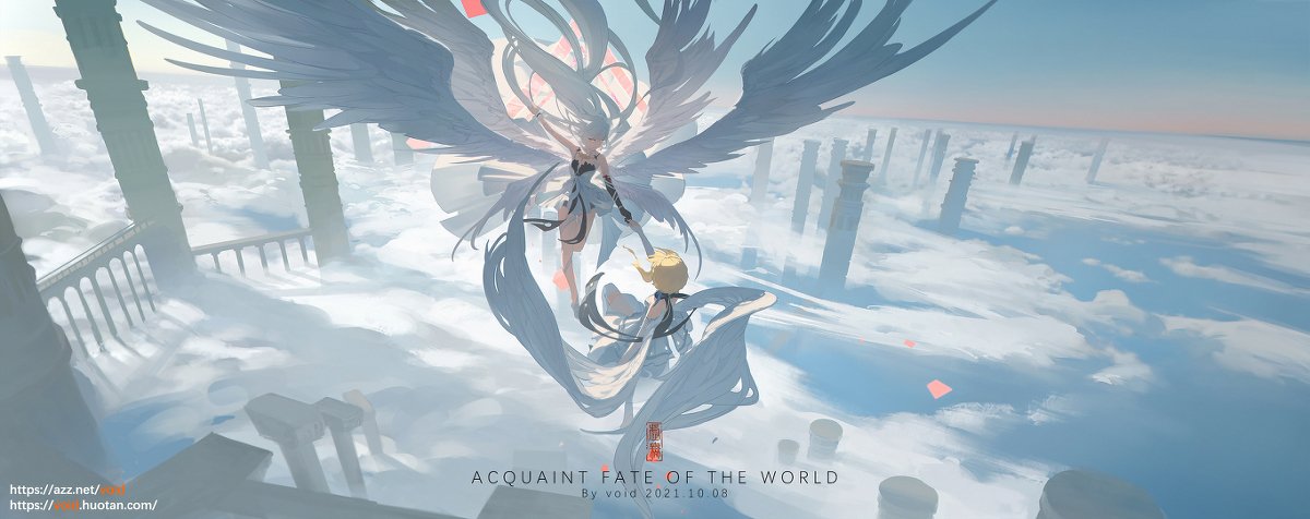 Genshin Impact video game scene: the Unknown God hovers above cloud ruins as Aether and Lumine face the figure in a dramatic, ethereal confrontation.