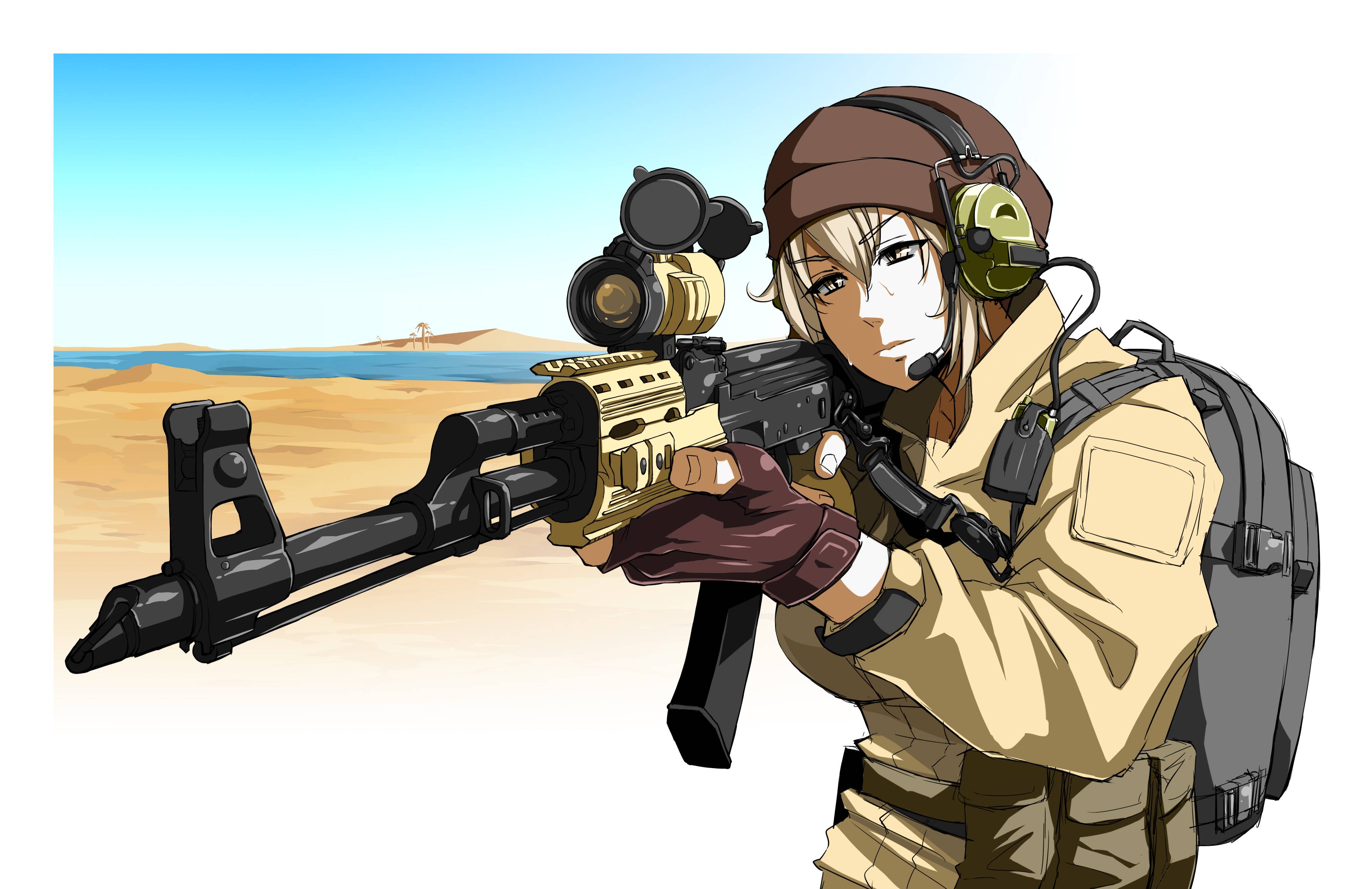 AEM01, girls with guns, AR-15, operator, tactical, helmet, anime girls with  guns, anime girls | 7608x4276 Wallpaper - wallhaven.cc