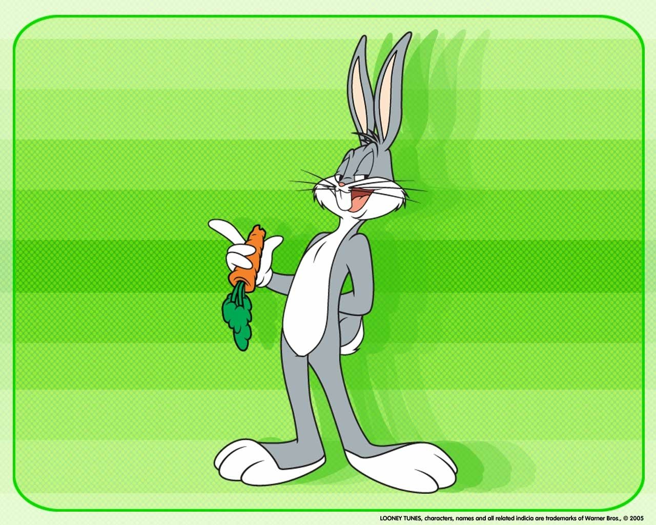 Bugs Bunny stands playfully holding a carrot, showcasing his signature charm. This classic character is a beloved icon from the Looney Tunes TV show.