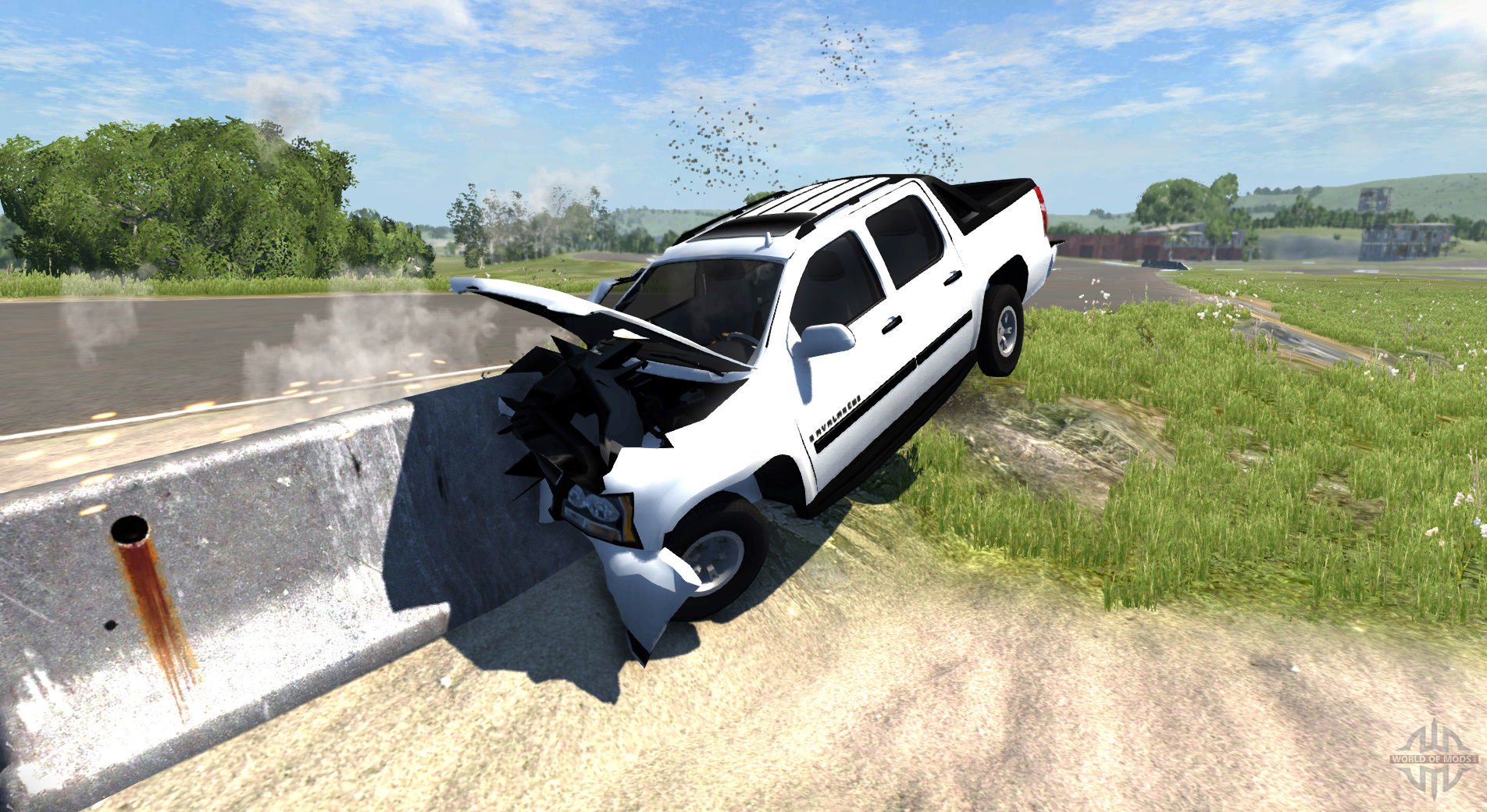 video game BeamNG.drive car crash wrecked vehicle white truck Image
