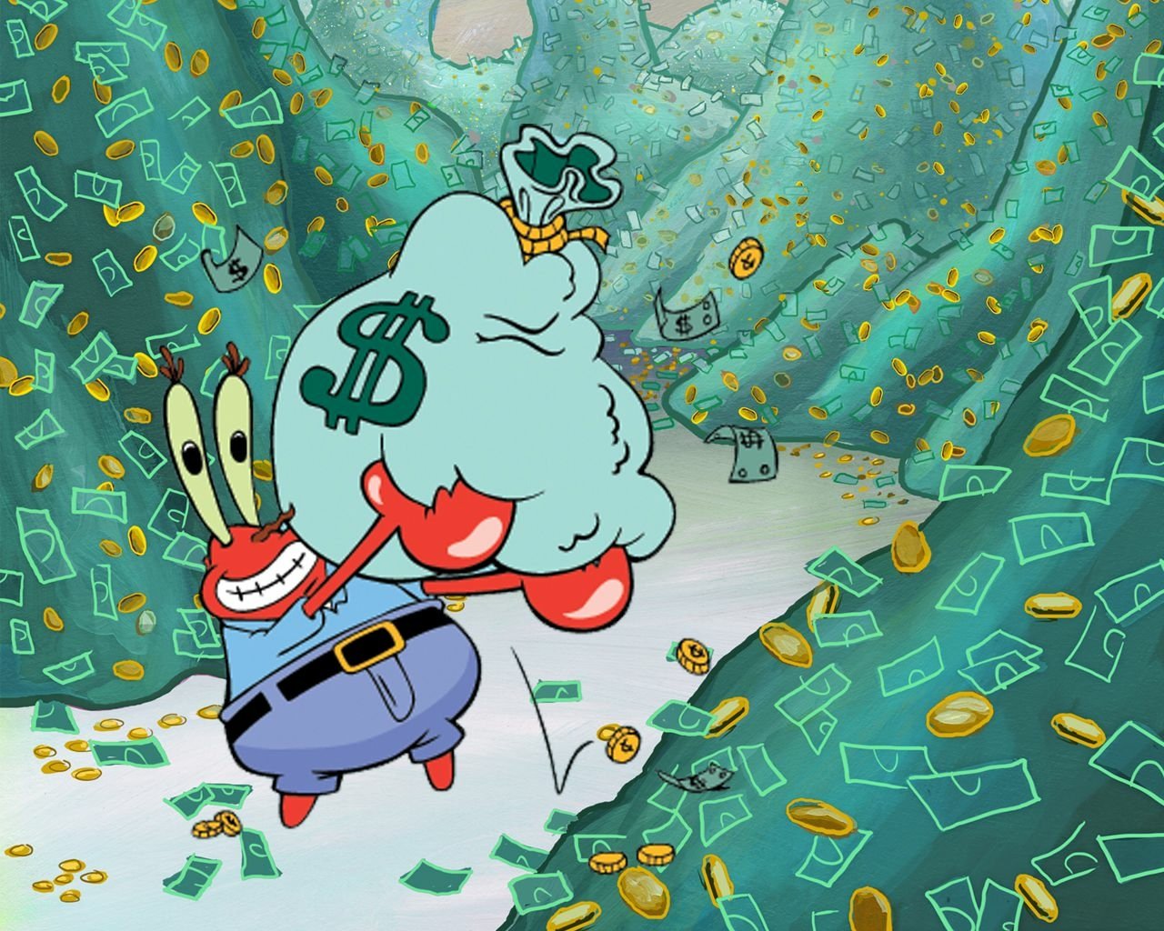 Mr. Krabs' Treasure Trove in SpongeBob SquarePants, حجم الصورة 1280x1024