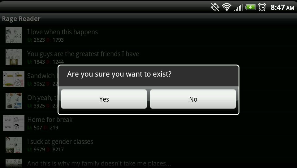 funny technology Rage Reader confirmation dialog mobile app Image