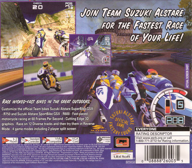 Suzuki Alstare Extreme Racing Video Game Box Art - ID: 50332 