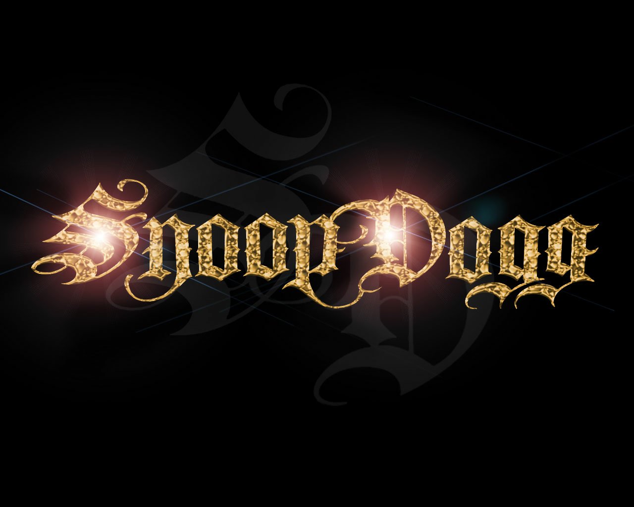 Stylized golden text spelling Snoop Dogg on a black background, reflecting music and hip-hop culture.