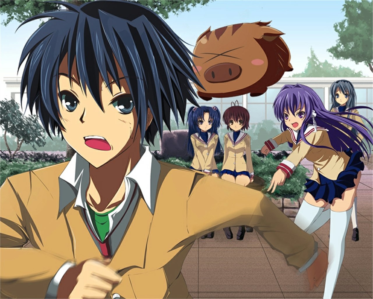 Kyou Fujibayashi Tomoya Okazaki Tomoyo Sakagami Kotomi Ichinose Nagisa Furukawa Botan (Clannad) Anime Clannad Image