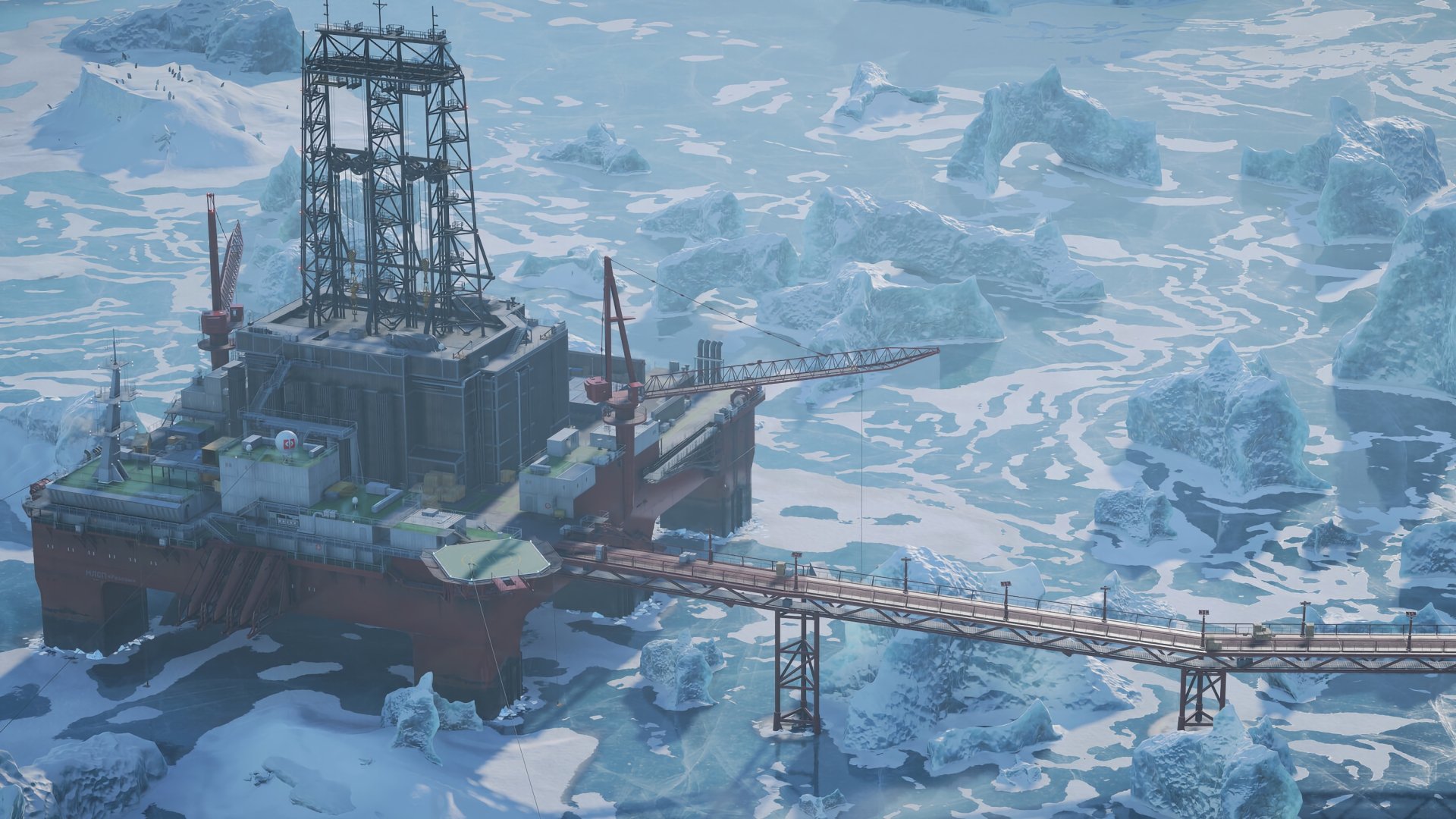 man made oil platform Image