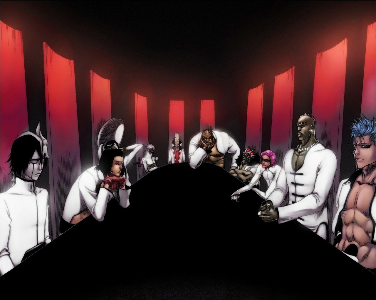 Zommari Rureaux Yammy Llargo Baraggan Louisenbairn Szayelaporro Granz Grimmjow Jaegerjaquez Aaroniero Arruruerie Tier Halibel Nnoitra Gilga Coyote Starrk Ulquiorra Cifer Anime Bleach Image