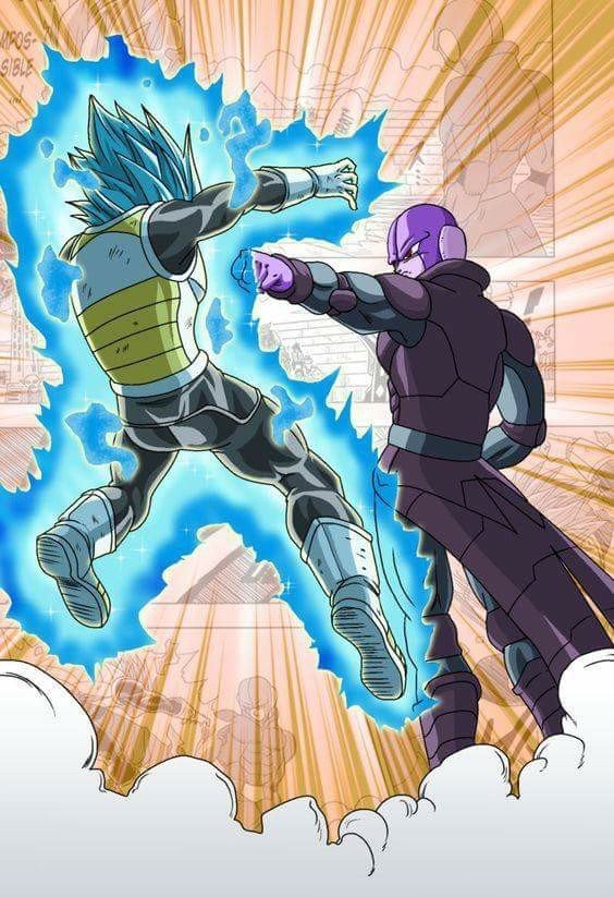 Hit strikes Vegeta in an intense moment from Dragon Ball Super, showcasing the action-packed anime's dynamic characters and vibrant energy effects.