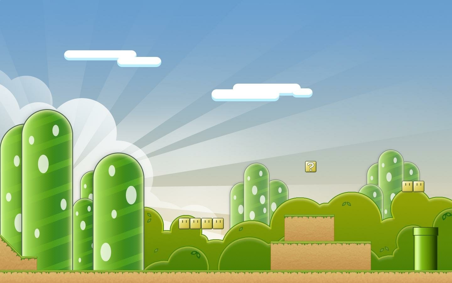 マリオ 風景画 版画 Super Mario World Adventure: Classic Video Game Landscape