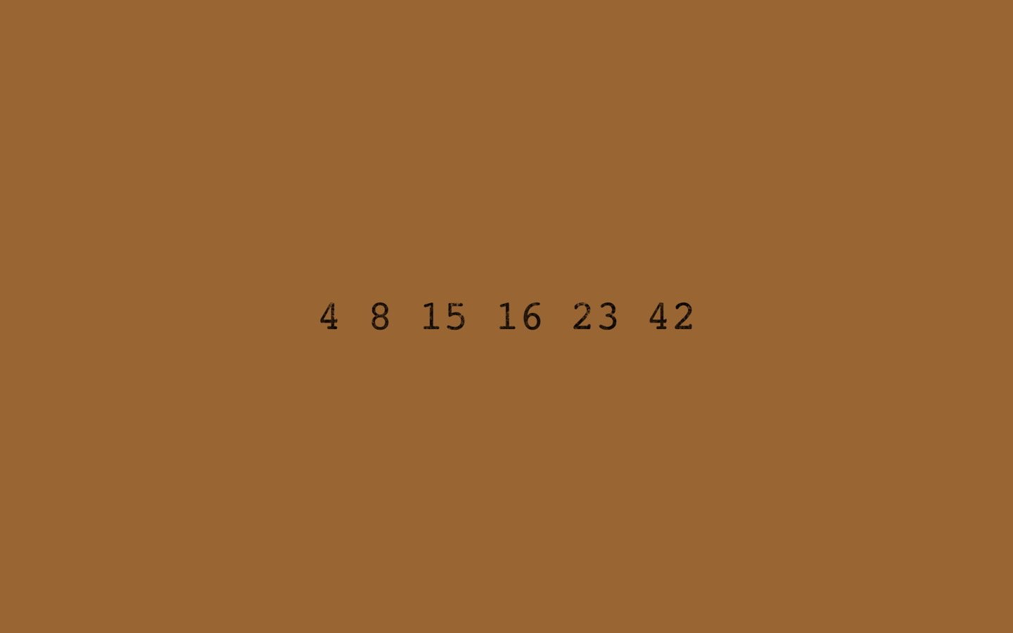 The image features the iconic numbers 4, 8, 15, 16, 23, and 42 from the TV show Lost, set against a simple brown background.