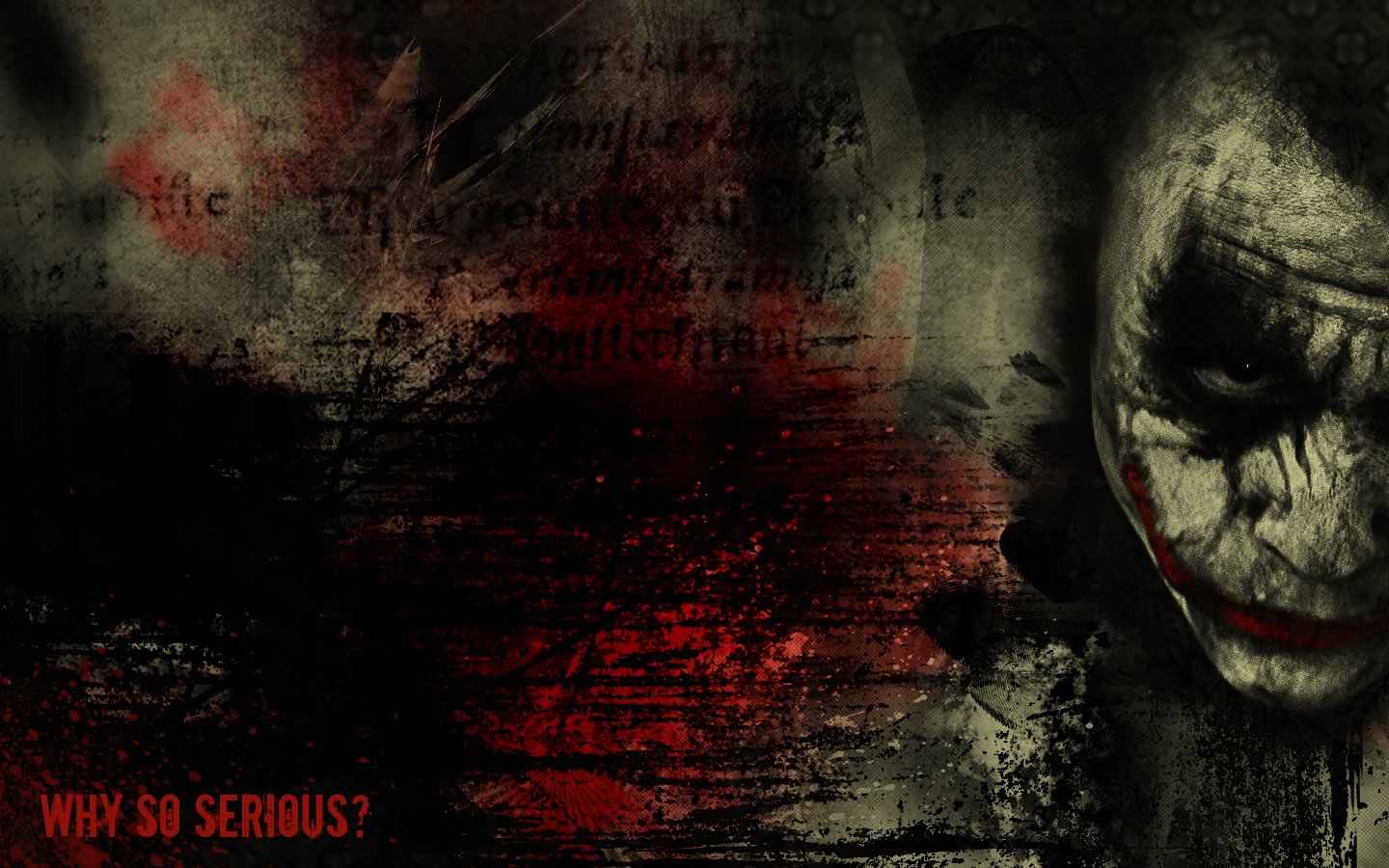 A dark, stylized depiction of the Joker from *The Dark Knight*, featuring his iconic grin and the text Why so serious? against a chaotic, textured background.