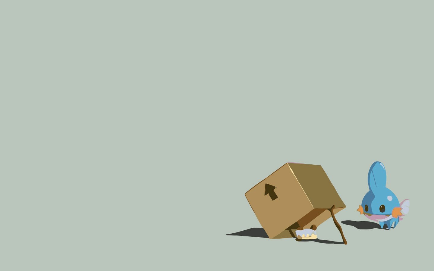 A playful Mudkip from Pokémon curiously investigates a cardboard box, embodying the charm of this beloved video game character. Soft colors enhance the whimsical scene.
