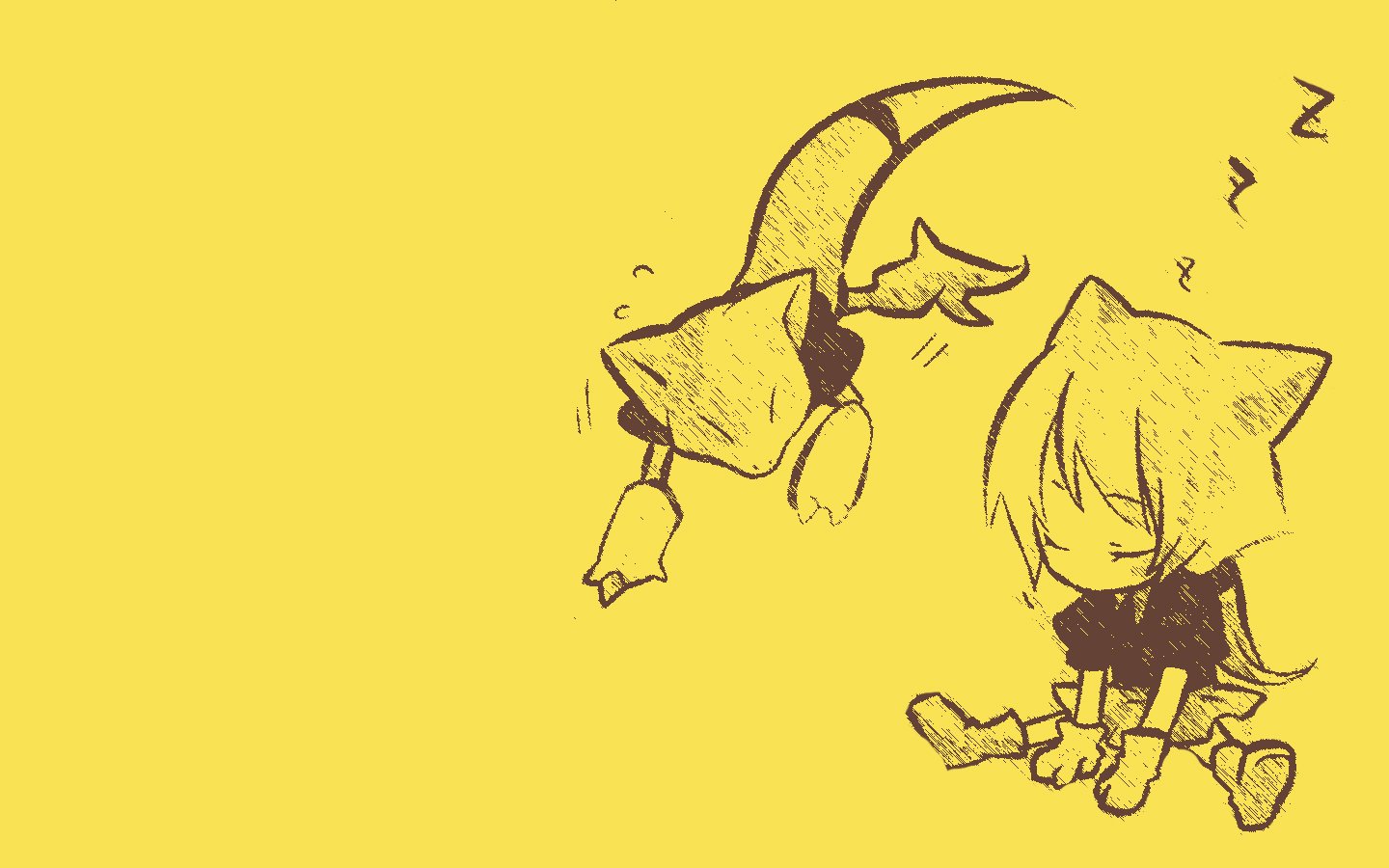 A whimsical illustration featuring Abra from Pokémon, playfully interacting with a character in a yellow background, capturing the fun and charm of the Pokémon video game series.