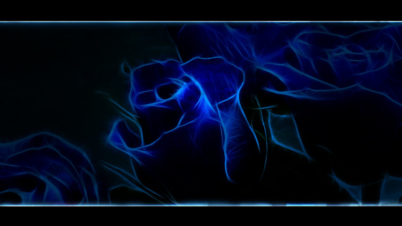 An artistic depiction of blue roses, featuring glowing outlines against a dark background, creating a vibrant and captivating visual effect.
