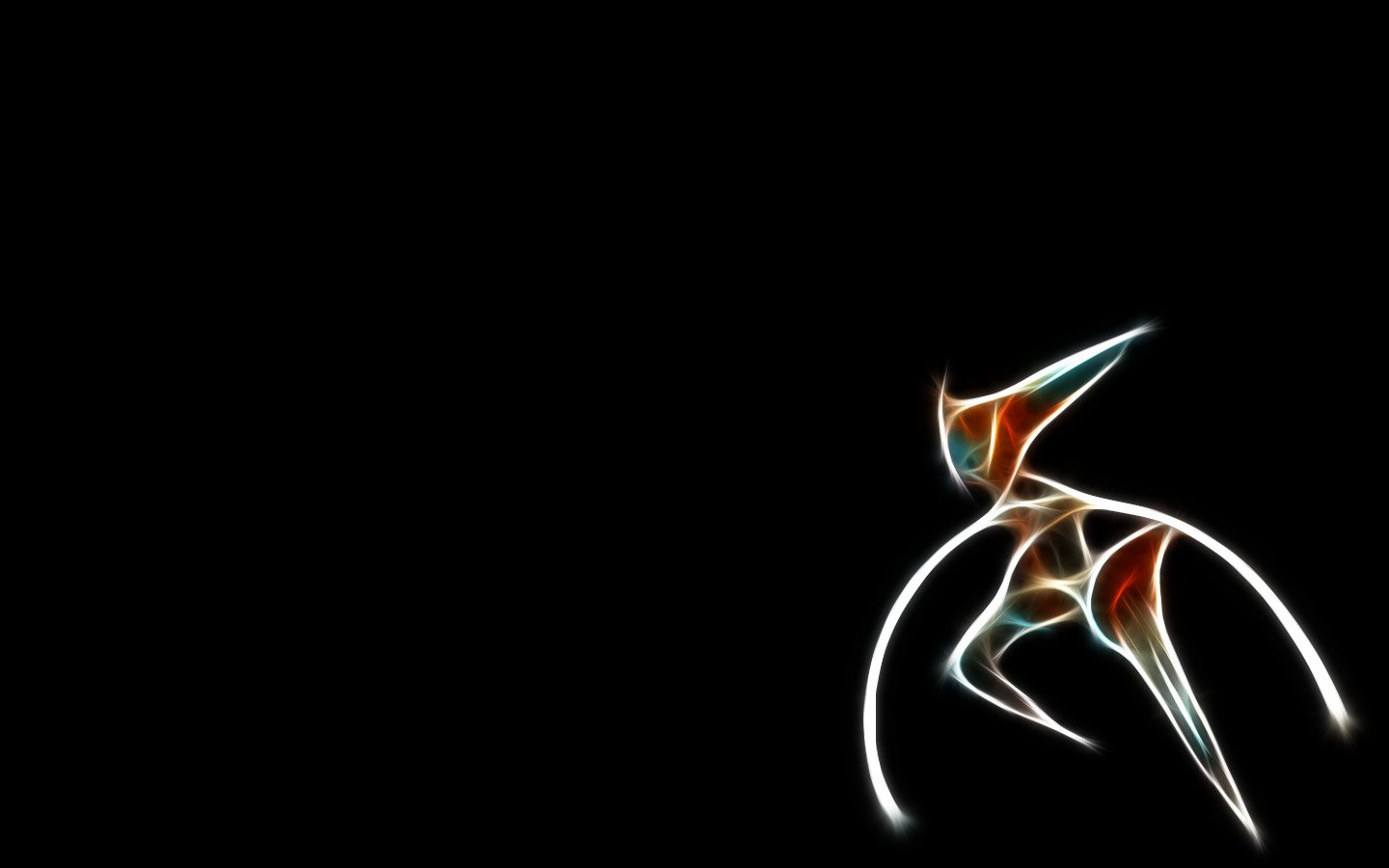 Stylized representation of Deoxys, a legendary Pokémon from the anime series. The vibrant figure stands out against a dark background, showcasing its dynamic and alien form.
