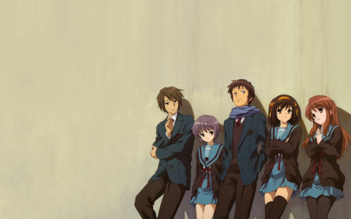 Mikuru Asahina Yuki Nagato Itsuki Koizumi Kyon (Haruhi) Haruhi Suzumiya Anime The Melancholy of Haruhi Suzumiya Image