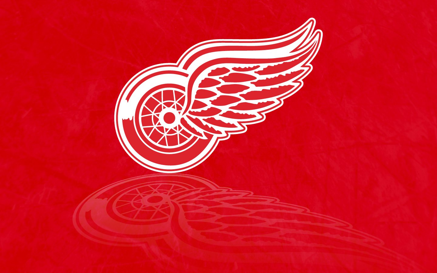 Detroit Red Wings logo in white on a red background, reflecting the team's iconic winged wheel emblem in this sports-themed image.