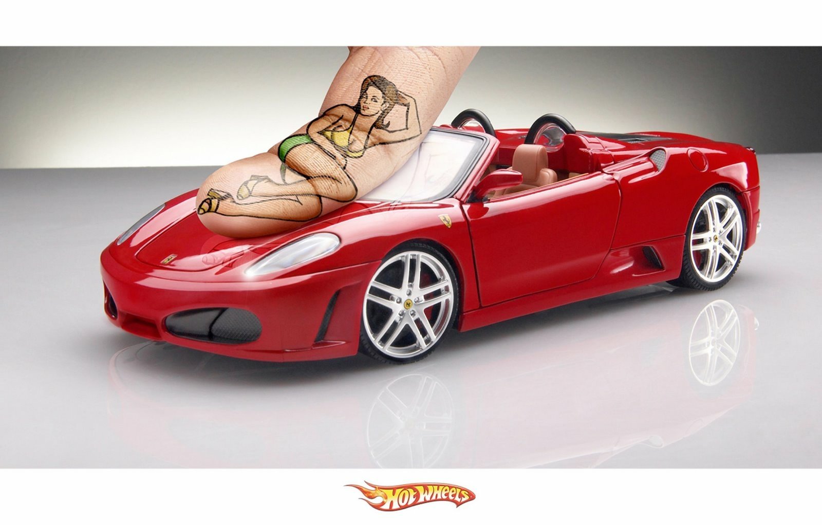  Hot Wheels Red Ferrari and Finger Art