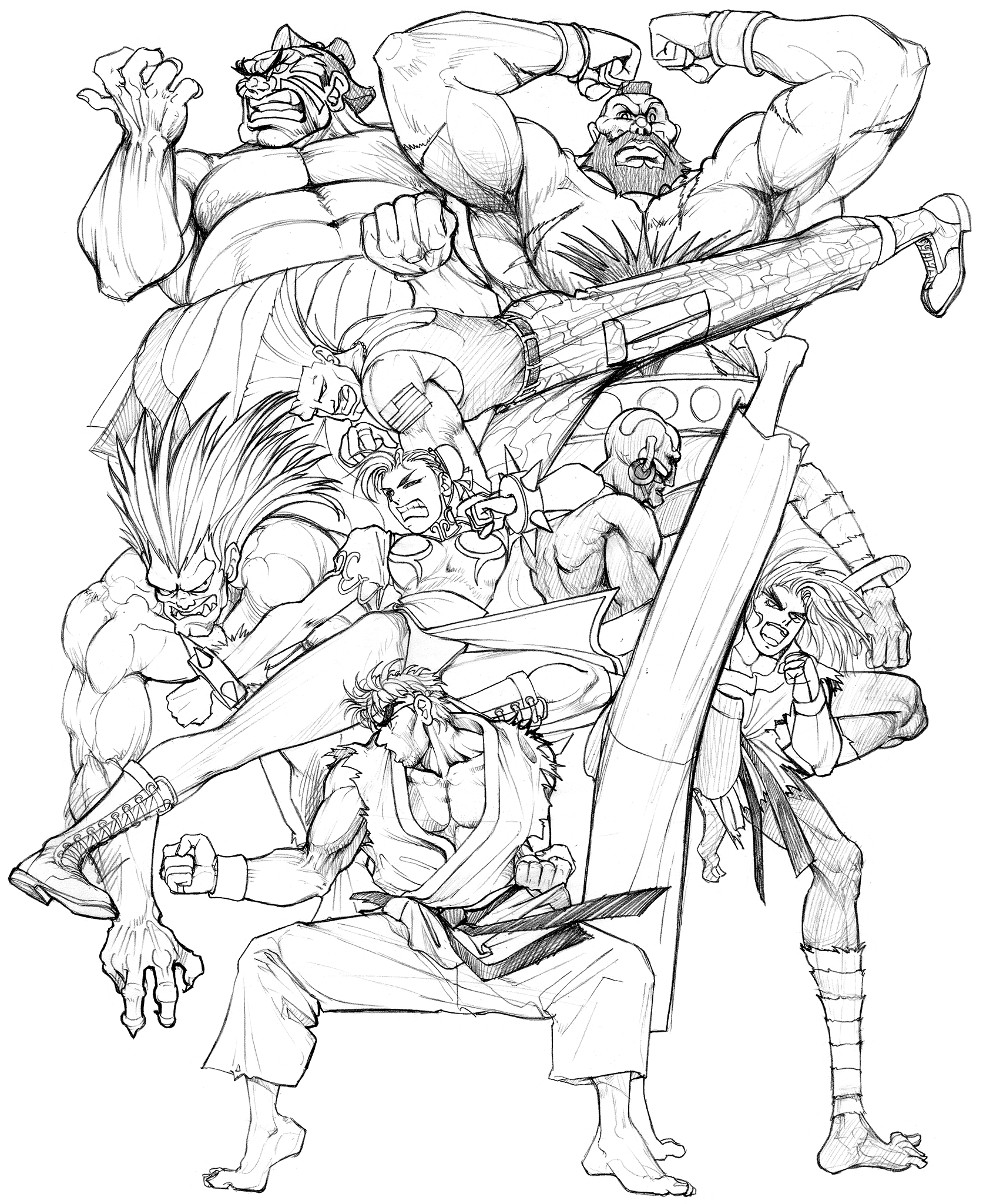 Chun-Li (Street Fighter) Blanka (Street Fighter) Guile (Street Fighter) Zangief (Street Fighter) E. Honda (Street Fighter) video game Street Fighter II: The World Warrior Image