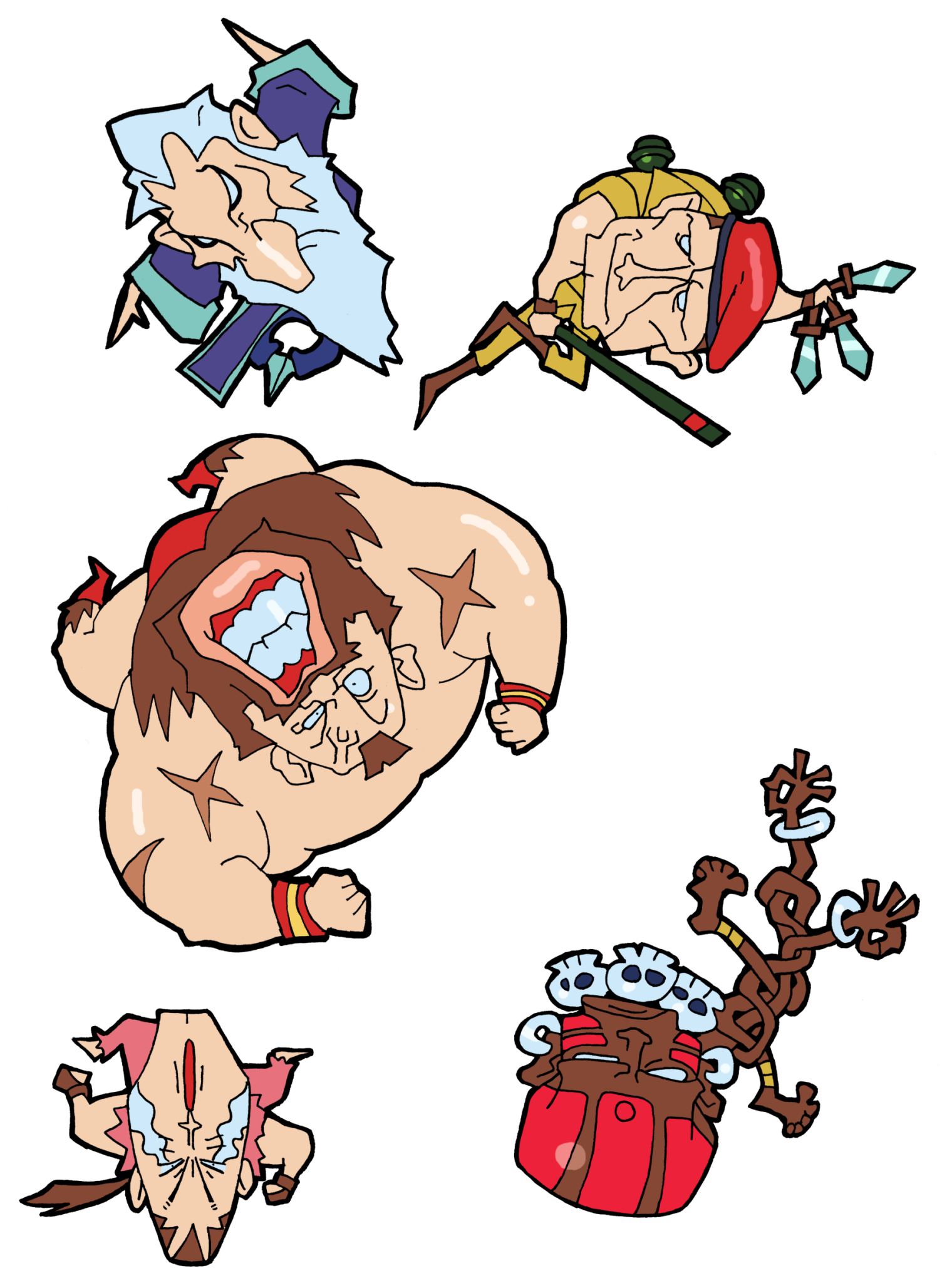 Dhalsim (Street Fighter) Dan Hibiki Zangief (Street Fighter) Rolento (Street Fighter) Gen (Street Fighter) video game Street Fighter Alpha 2 Image