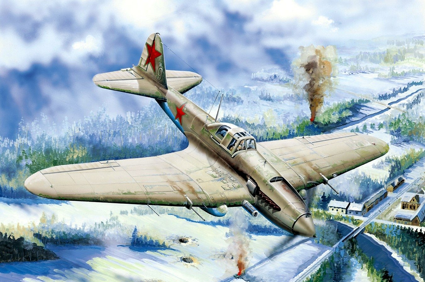  Il-2 making a diving attack.