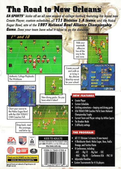 video game College Football USA 97 Image