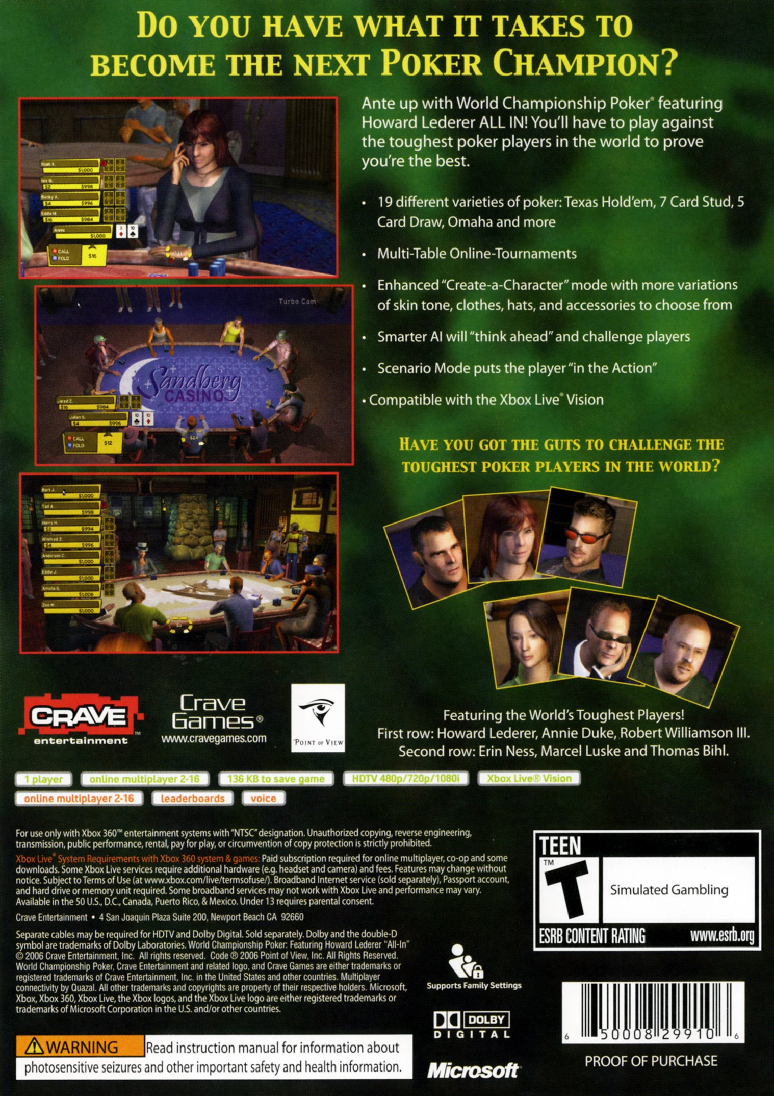 video game World Championship Poker: Featuring Howard Lederer - All In Image