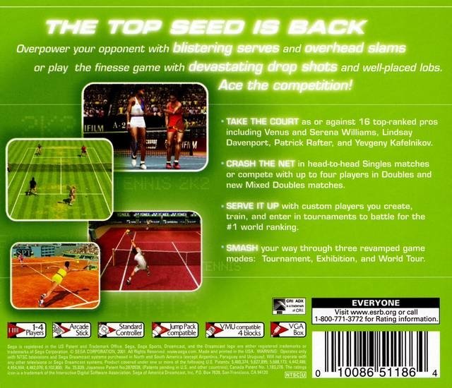 video game Tennis 2K2 Image