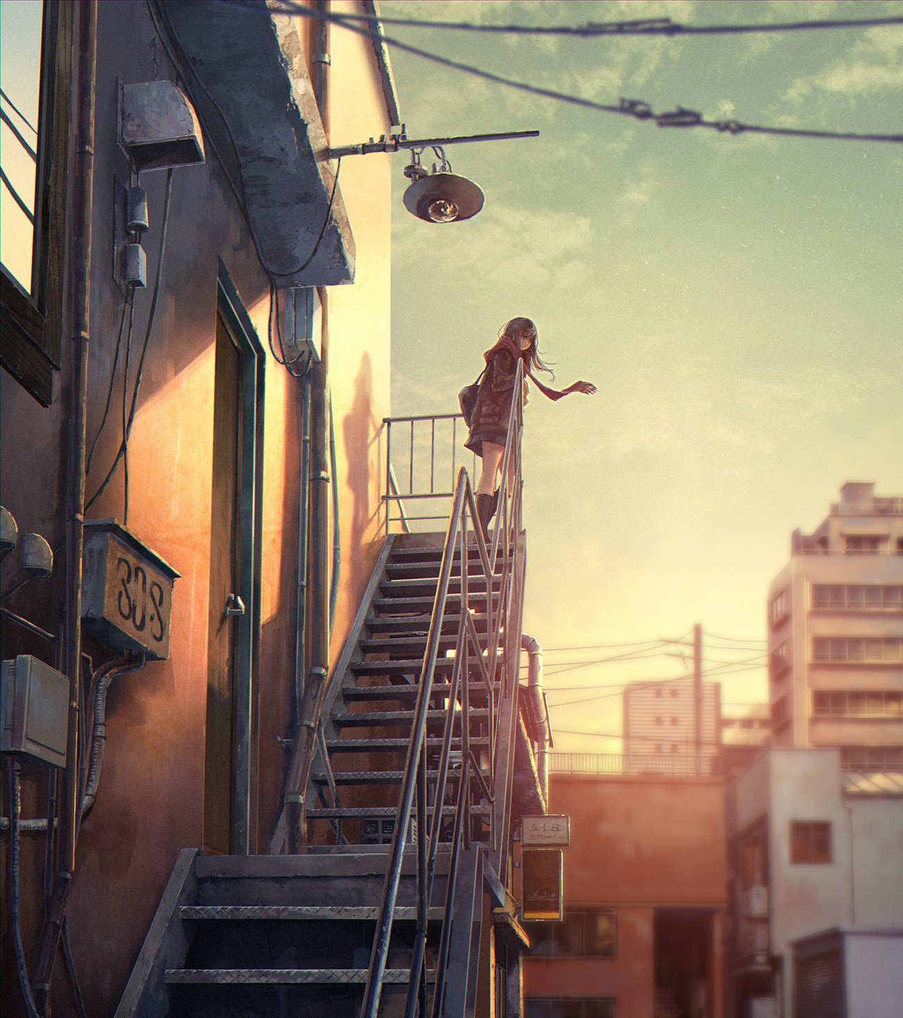 schoolgirl Anime city Image