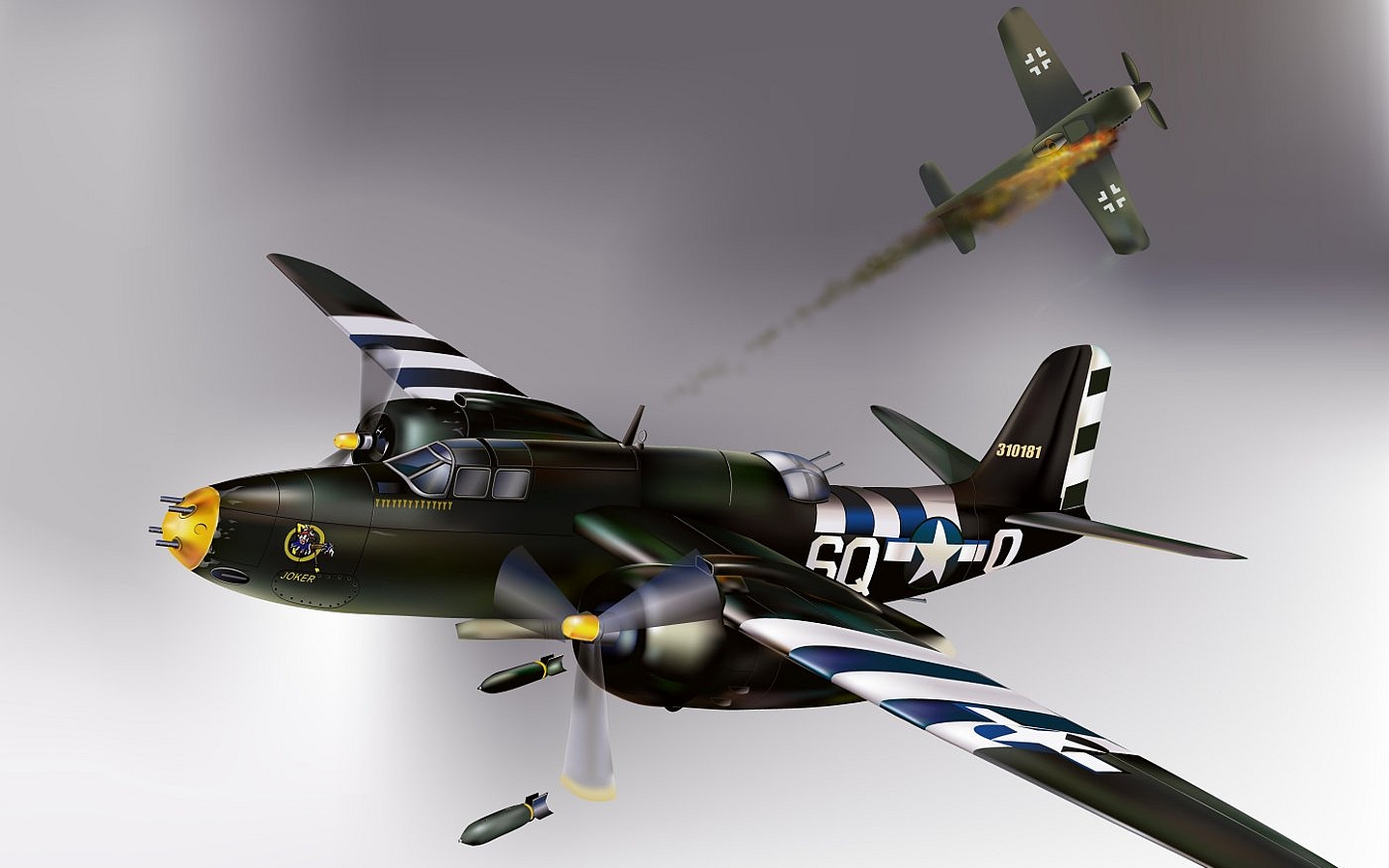 Douglas A-20 Havoc Takes down an German FW 190