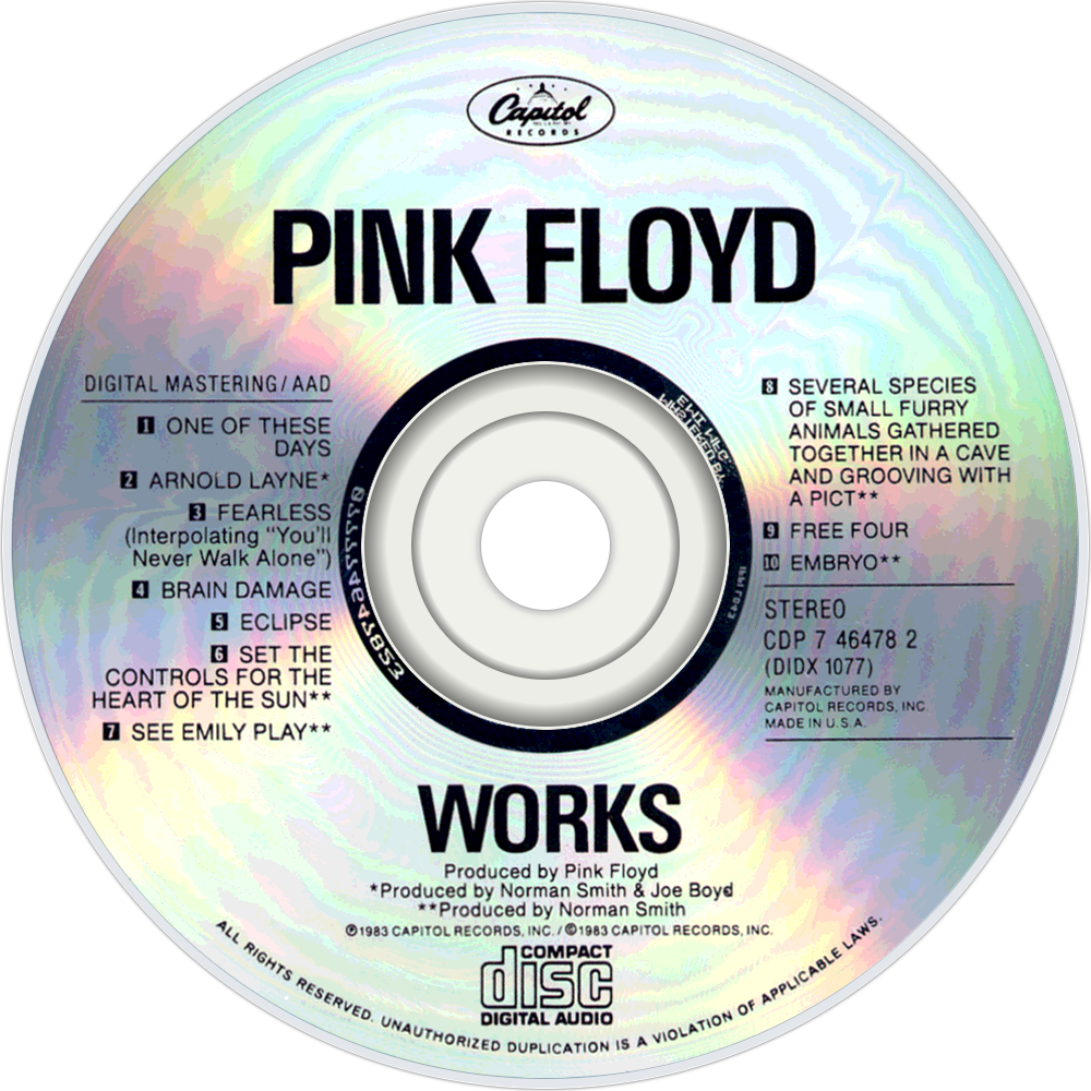 Диск Пинк Флойд. Обложки дисков Pink Floyd. Пинк Флойд works. Пинк из Pink Floyd.