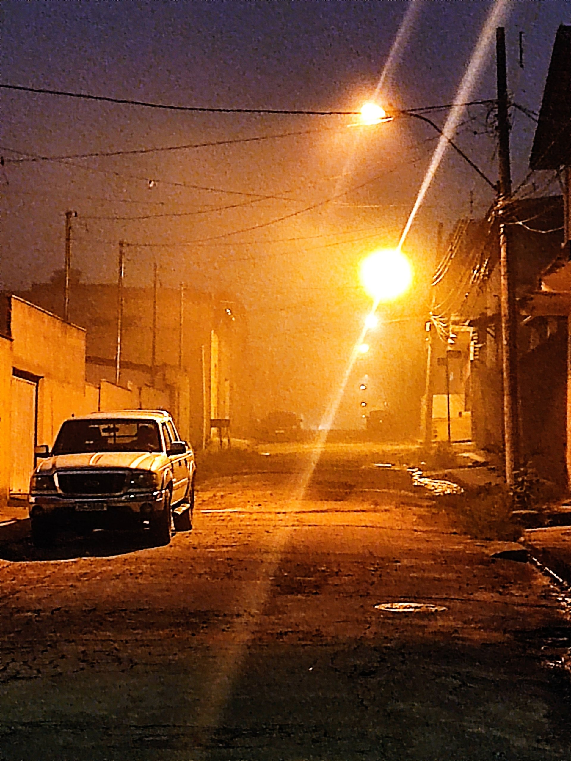  Street in the fog at sunrise