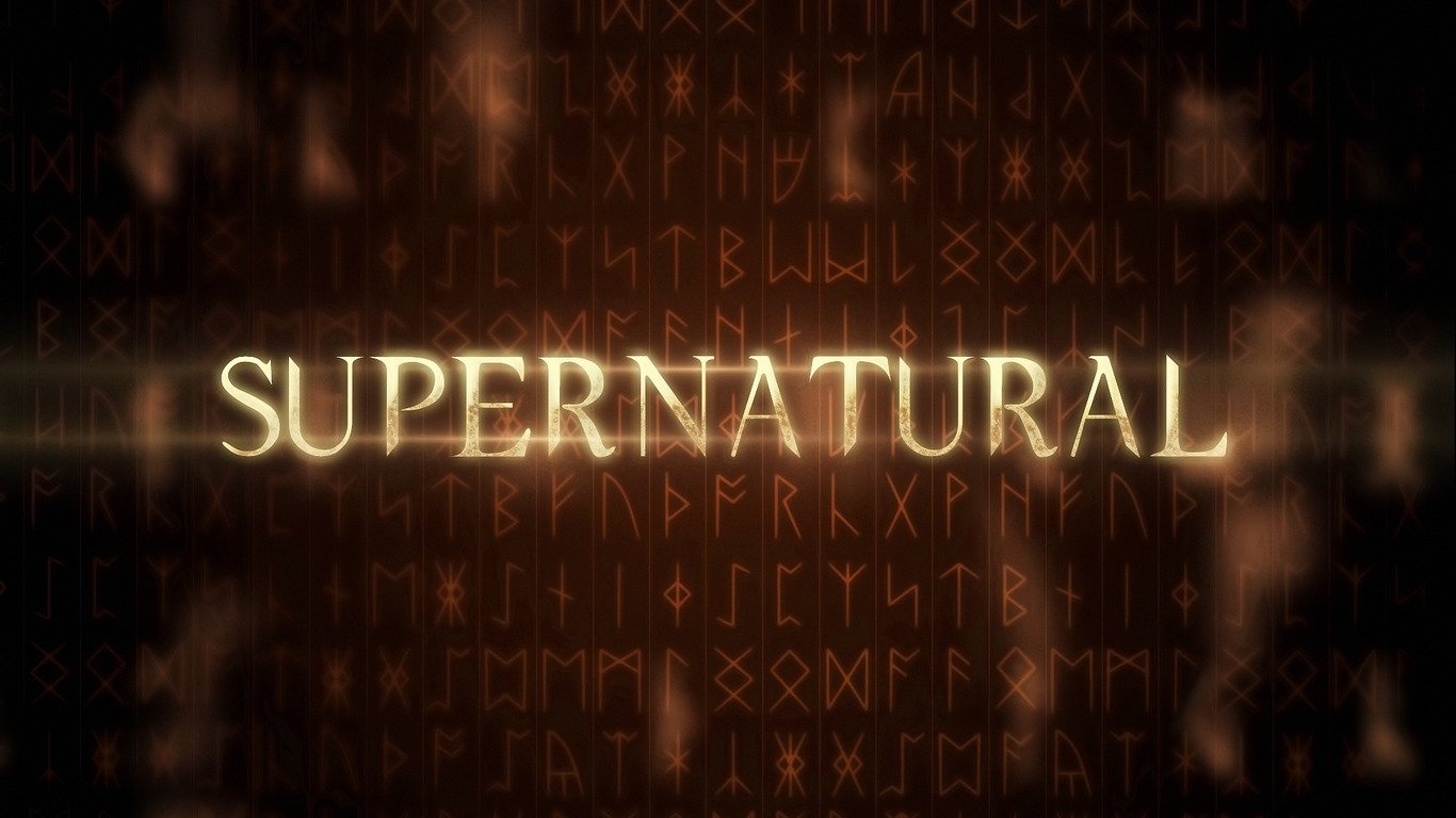 The image features the word SUPERNATURAL glowing against a backdrop of mystical symbols, representing the popular TV show Supernatural and its themes of the paranormal.