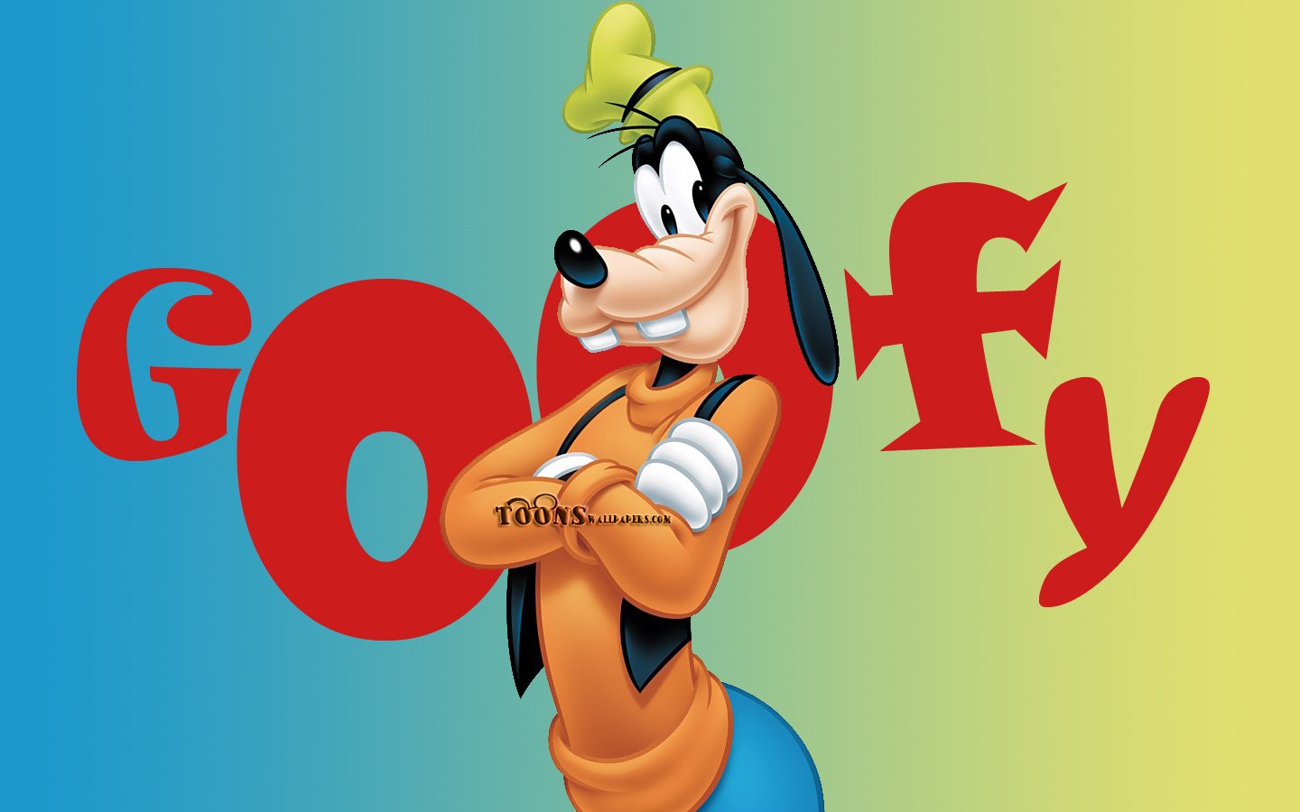 A vibrant illustration of Goofy, the beloved Disney character, poses confidently against a colorful background, with his name prominently displayed in bold letters.