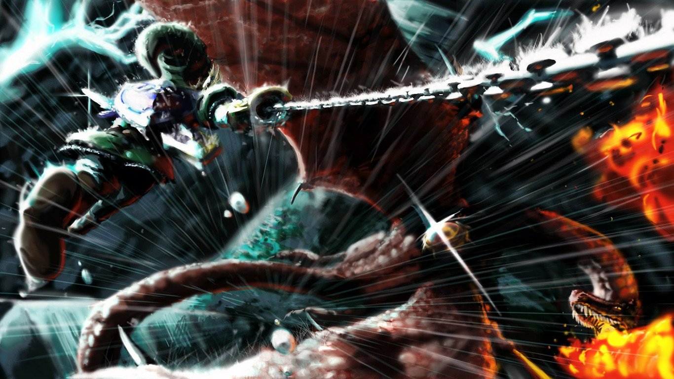 Link lunges with a chained blade at Argorok, the towering dragon from The Legend of Zelda: Twilight Princess, as sparks and fire erupt around them.