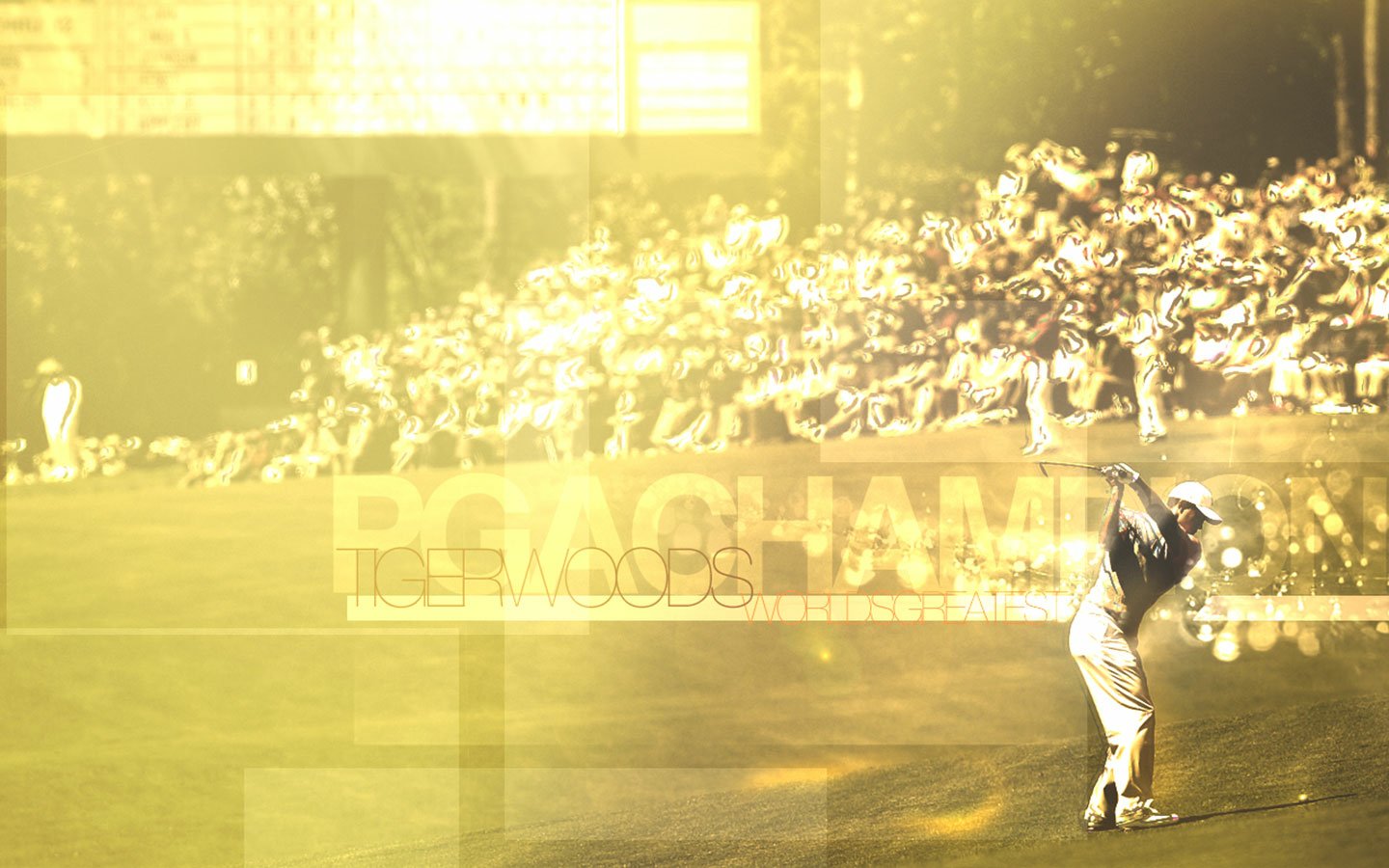 Tiger Woods swings his club during a golf tournament, with a large crowd watching from the sidelines in this dynamic sports moment.