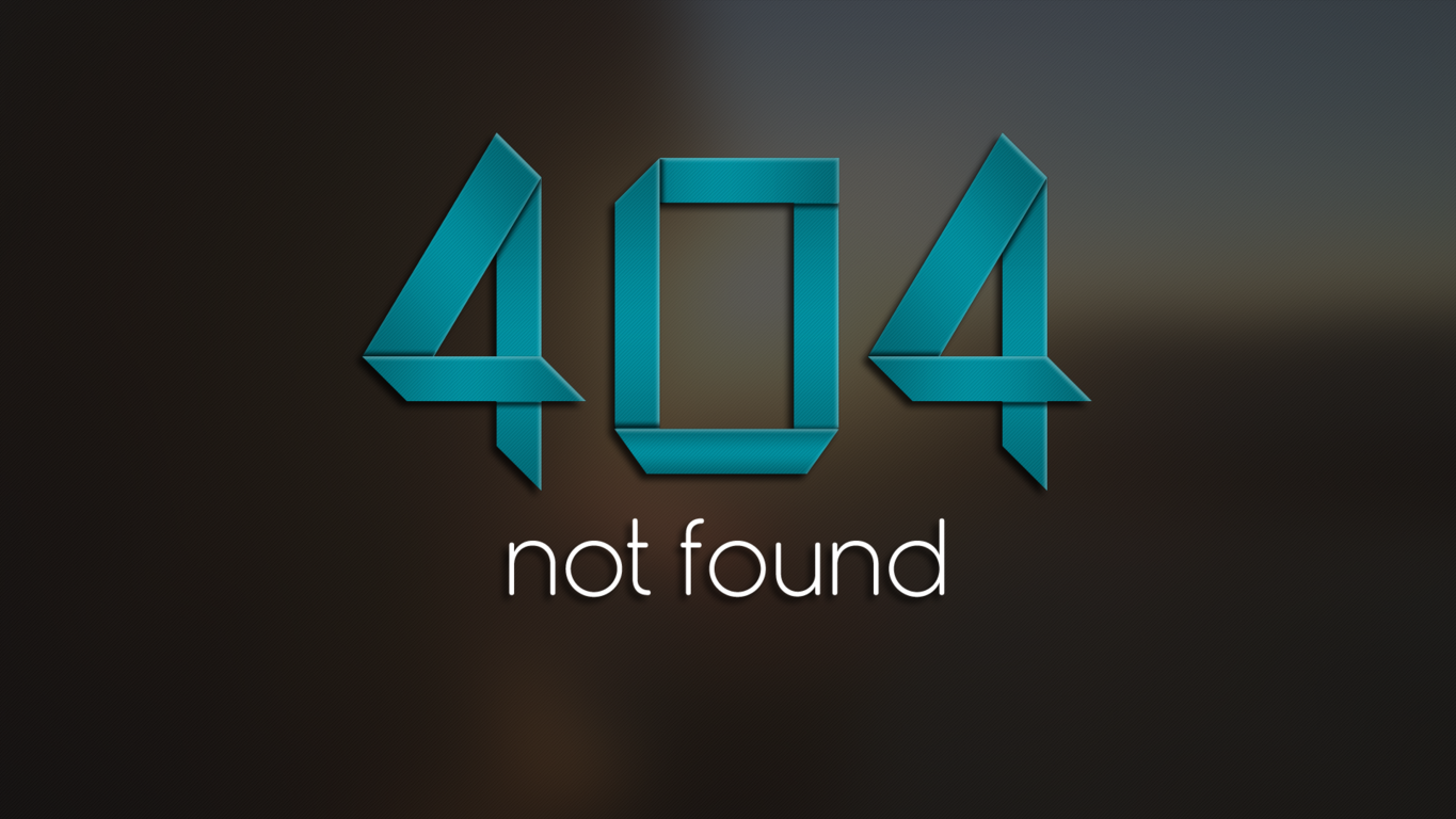 3D-styled 404 not found error text on a dark gradient background, representing a common technology-related webpage error message.